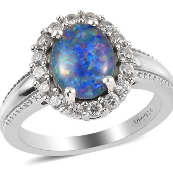 NEW Australian Boulder Opal Triplet & Zircon Halo Ring Size 5 - Picture 10 of 13